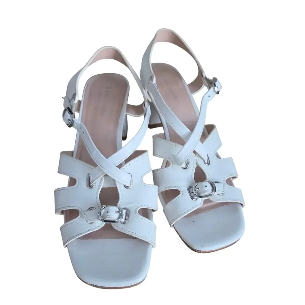 Kate Spade White Strappy Heeled Sandals Size 7.5